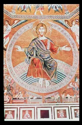 Reproduktion des Mosaiks des Jüngsten Gerichts im Baptisterium, Florenz